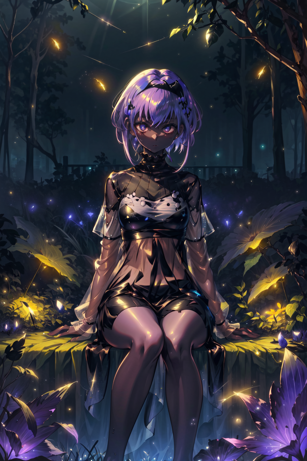 00492-3177320073-masterpiece,best quality,low saturation,1girl,dark skin,PFBN,ExtraOutfit,see-through,expressionless,sitting,looking down,garden,.png